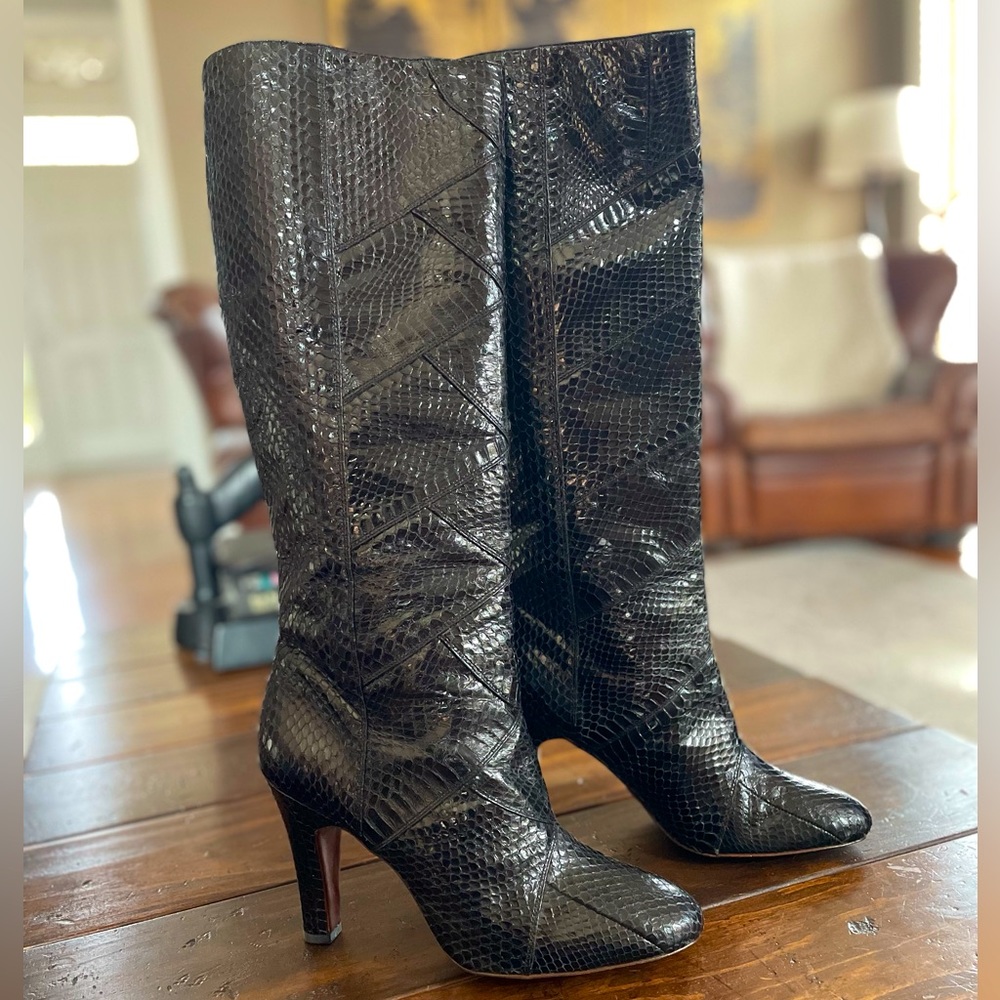 Frye Ava Tall Leather “Snakeskin” Boots